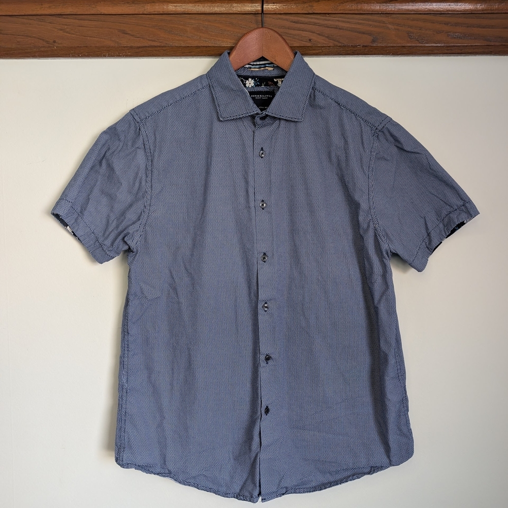 Denim & Flower Ricky Singh Short Sleeved Button Down Shirt Mens Medium Slim